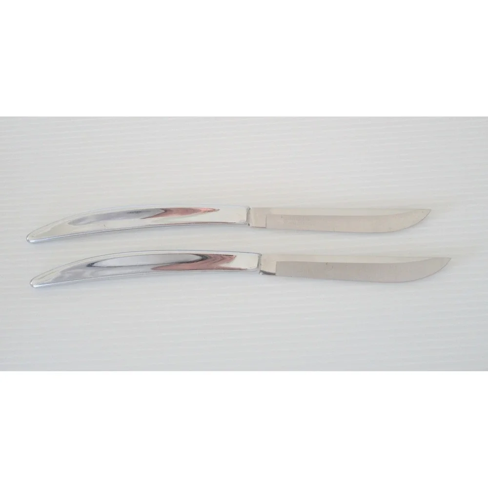 Carvel Hall Set of 2 Vintage Steak Knives Stainless USA Sleek Metal